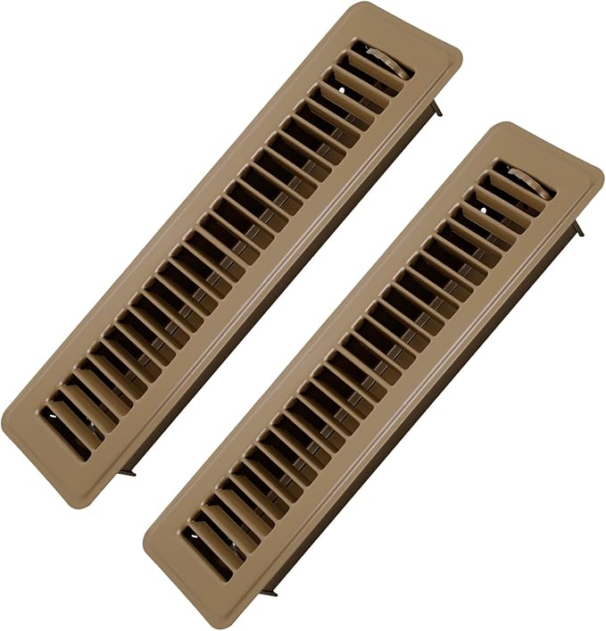 2 Pack Floor Register 2" x 12" Inch Heavy Duty Floor Vents, Metal Heat Air Vent Covers Rust Proof Finish Floor Vent Covers