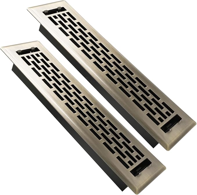 2 Pack Floor Register 2x12 Inches Heavy Duty Walkable Steel Floor Vents Ease Adjust Air Flow Direction Floor Registers