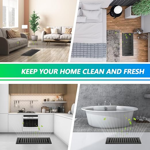 2 Pack Floor Register 4X10 Inches, Heavy Duty Walkable Floor Vent Covers, Easy Adjust Air Supply Lever Decorative Floor Vents