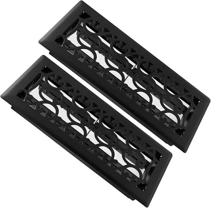 2 Pack Floor Register 4x12 Inches Heavy Duty Walkable Steel Floor Registers Adjustable Airflow Floor Vent Covers - Matte