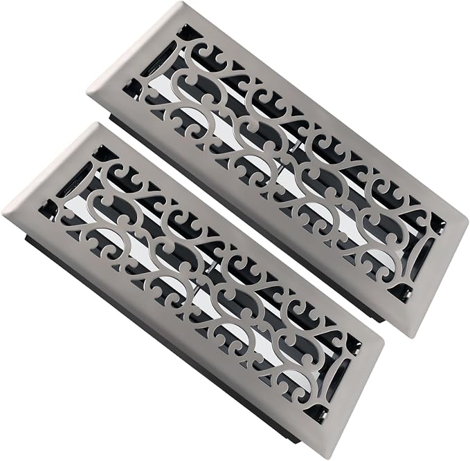 2 Pack Floor Register 4x12 Inches Heavy Duty Walkable Steel Floor Registers Adjustable Airflow Floor Vent Covers - Satin