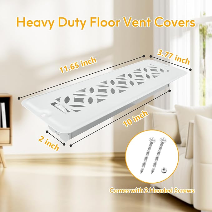 2 Pack Floor Vent Covers, Floor Register 2x10, Adjustable Decorative Vent Covers for Home Floor Ceiling or Sidewall Vent