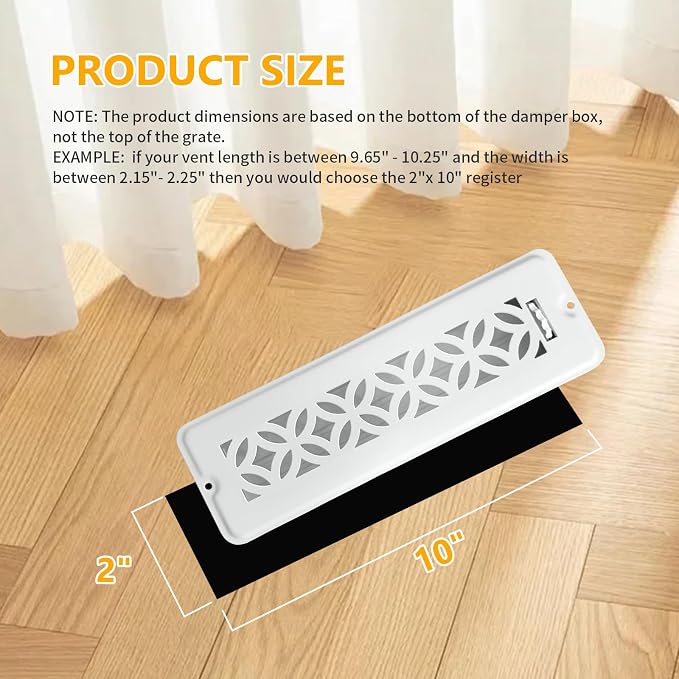 2 Pack Floor Vent Covers, Floor Register 2x10, Adjustable Decorative Vent Covers for Home Floor Ceiling or Sidewall Vent