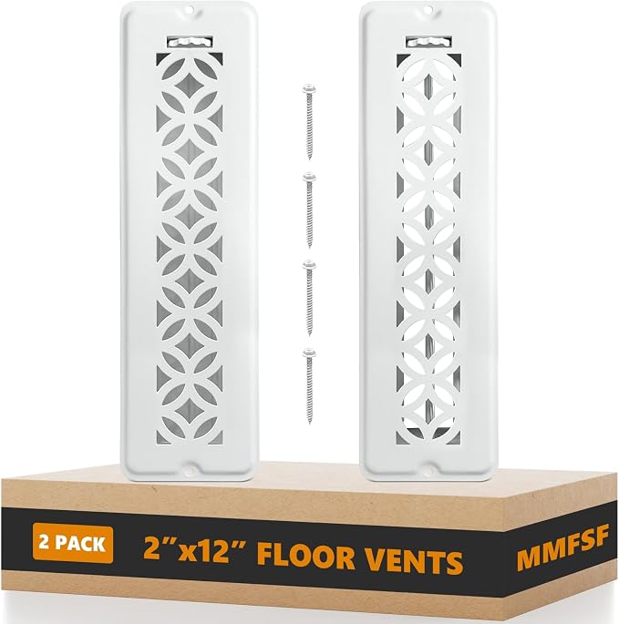 2 Pack Floor Vent Covers, Floor Register 2x12 with Screws, Adjustable Decorative Vent Covers for Home Floor Ceiling or