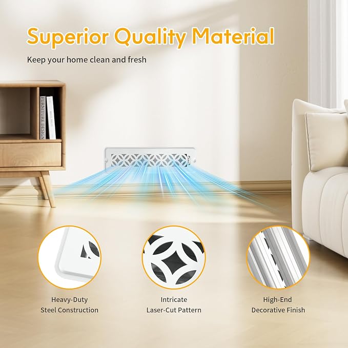 2 Pack Floor Vent Covers, Floor Register 2x12 with Screws, Adjustable Decorative Vent Covers for Home Floor Ceiling or