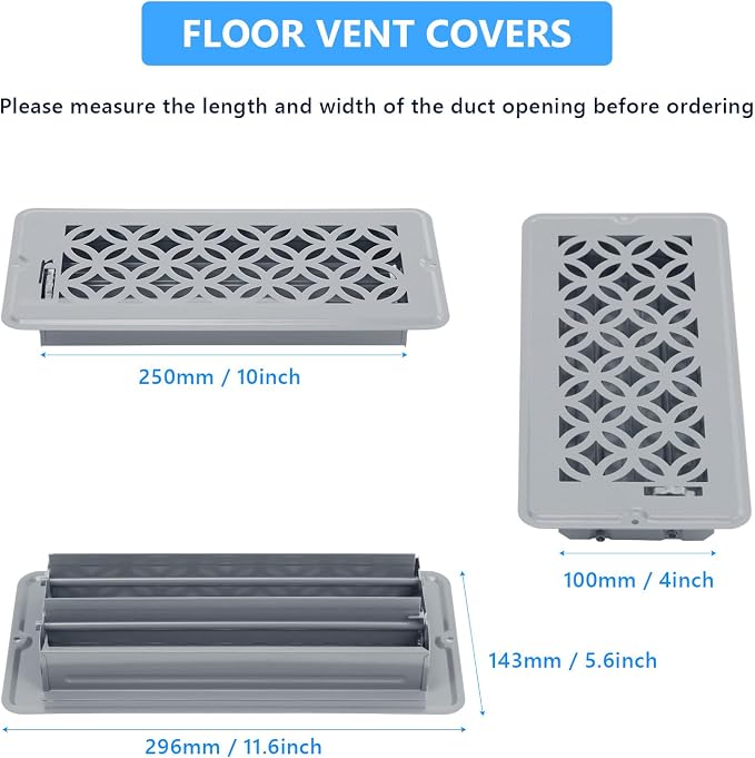 2 Pack Floor Vent Covers, Floor Register 4x10, Adjustable Decorative Vent Covers for Home Floor Ceiling or Sidewall Vent