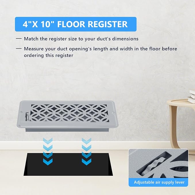 2 Pack Floor Vent Covers, Floor Register 4x10, Adjustable Decorative Vent Covers for Home Floor Ceiling or Sidewall Vent