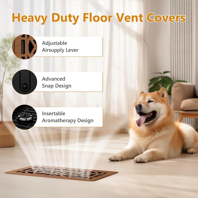 2 Pack Floor Vent Covers, Floor Register 4x10, Heavy Duty Walkable Steel Vent Cover, Adjustable Metal Decorative Vent Covers