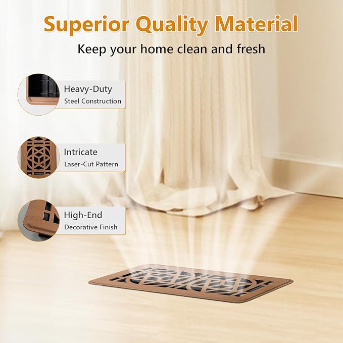 2 Pack Floor Vent Covers, Floor Register 4x10, Heavy Duty Walkable Steel Vent Cover, Adjustable Metal Decorative Vent Covers