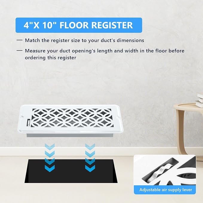 2 Pack Floor Vent Covers, Floor Register 4x10 with Screws, Adjustable Decorative Vent Covers for Home Floor Ceiling or