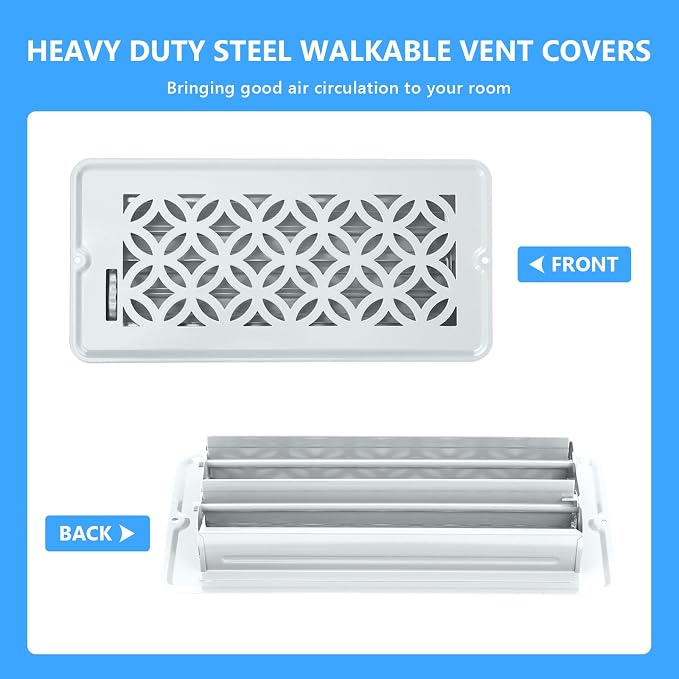 2 Pack Floor Vent Covers, Floor Register 4x10 with Screws, Adjustable Decorative Vent Covers for Home Floor Ceiling or
