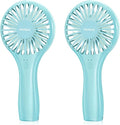 2 Pack Handheld Mini Portable Fans Blue, Rechargeable Battery Operated Small Fan for Outdoor Travel Kids Trip, Cute Design