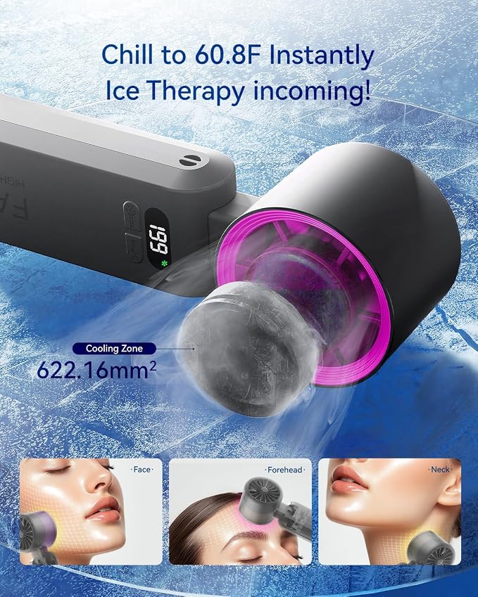 2 Pack Handheld Portable Turbo Fan with Ice Cooler, Speed (1-199) 5500mAh*2 Rechargeable Personal Fan,[20H Cooling Time] Mini