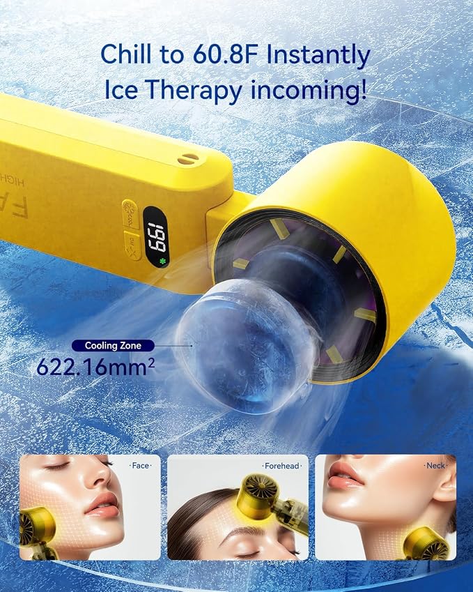 2 Pack Handheld Portable Turbo Fan with Ice Cooler, Speed (1-199) 5500mAh*2 Rechargeable Personal Fan,[20H, alternate view 2