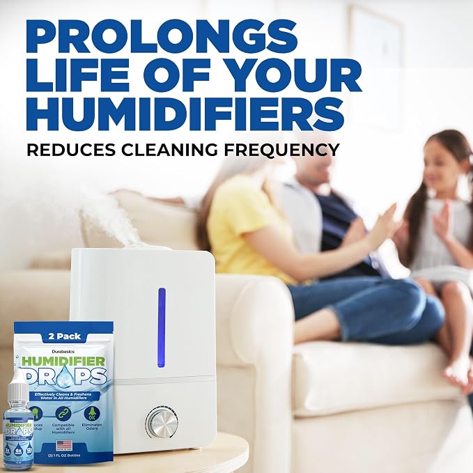 [2 Pack] Humidifier Drops for Cleaning - Food Grade Humidifier Cleaner Slows Buildup & Scaling - Cleans & Deodorizes Water