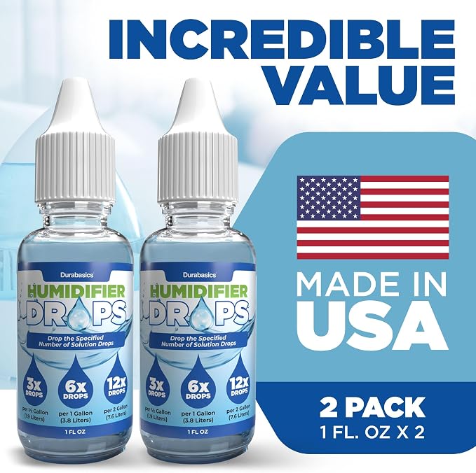 [2 Pack] Humidifier Drops for Cleaning - Food Grade Humidifier Cleaner Slows Buildup & Scaling - Cleans & Deodorizes Water