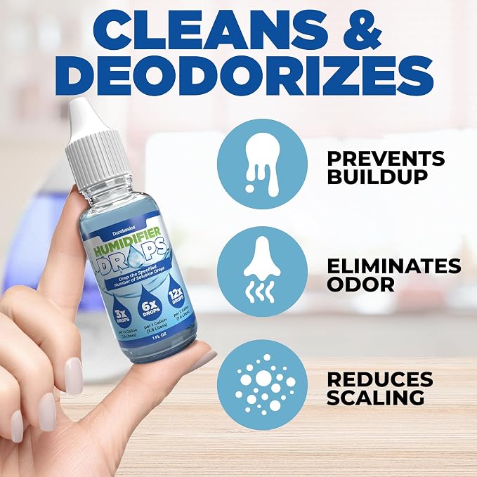 [2 Pack] Humidifier Drops for Cleaning - Food Grade Humidifier Cleaner Slows Buildup & Scaling - Cleans & Deodorizes Water