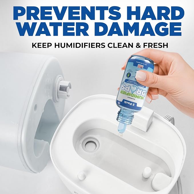[2 Pack] Humidifier Drops for Cleaning - Food Grade Humidifier Cleaner Slows Buildup & Scaling - Cleans & Deodorizes Water