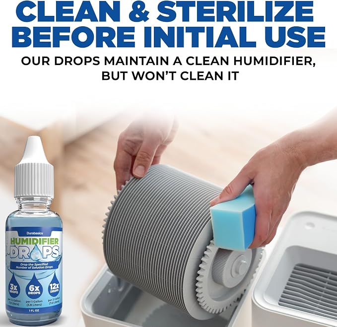 [2 Pack] Humidifier Drops for Cleaning - Food Grade Humidifier Cleaner Slows Buildup & Scaling - Cleans & Deodorizes Water