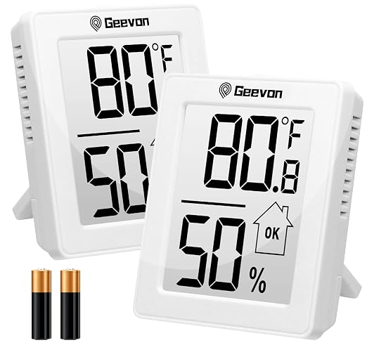 2 Pack Hygrometer Indoor Thermometer Room Humidity Gauge with Battery, Digital Temperature Gauge Humidity Meter Indicator for
