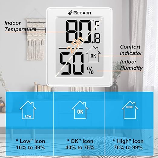 2 Pack Hygrometer Indoor Thermometer Room Humidity Gauge with Battery, Digital Temperature Gauge Humidity Meter Indicator for
