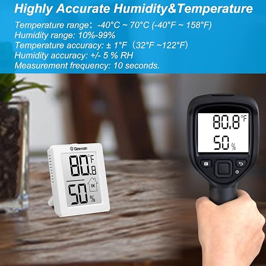 2 Pack Hygrometer Indoor Thermometer Room Humidity Gauge with Battery, Digital Temperature Gauge Humidity Meter Indicator for