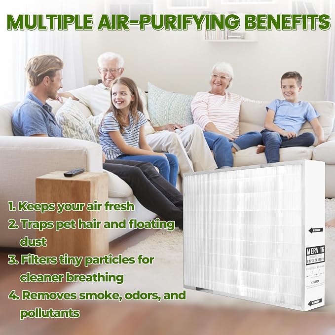 2-Pack MERV 16 Replacement Filter Compatible with Bryant/Carrier GAPCCCAR1625 & GAPAAXCC1625, Upgrade Furnace Air Filter