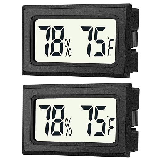 2 Pack Mini Digital Hygrometer Thermometer Gauge, Indoor Outdoor Temperature Humidity Meter for Humidifiers Greenhouse