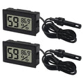 2 Pack Mini Digital Thermometer Hygrometer with Probe Indoor Temperature Humidity Meter Gauge LCD Fahrenheit Display