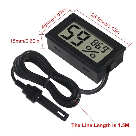2 Pack Mini Digital Thermometer Hygrometer with Probe Indoor Temperature Humidity Meter Gauge LCD Fahrenheit Display