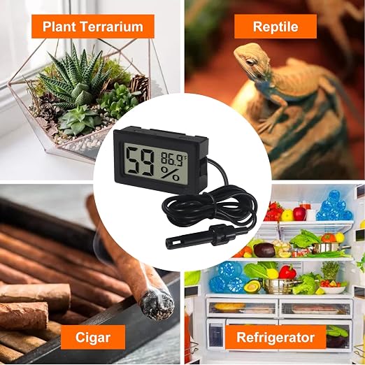 2 Pack Mini Digital Thermometer Hygrometer with Probe Indoor Temperature Humidity Meter Gauge LCD Fahrenheit Display