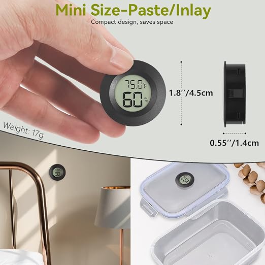2-Pack Mini Hygrometer & Thermometer, Indoor Outdoor Digital Humidity Meter Gauge Temperature, °F/°C, for Home, alternate