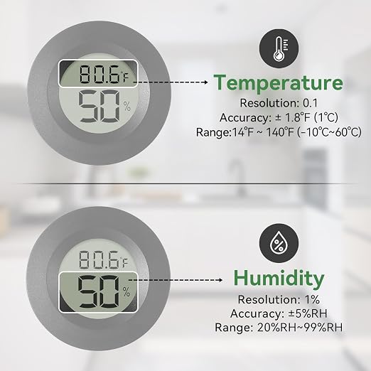 2-Pack Mini Hygrometer & Thermometer, Indoor Outdoor Digital Humidity Meter Gauge Temperature, °F/°C, for Home, alternate