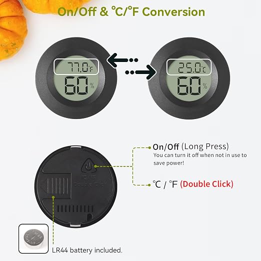 2-Pack Mini Hygrometer & Thermometer, Indoor Outdoor Digital Humidity Meter Gauge Temperature, °F/°C, for Home, alternate