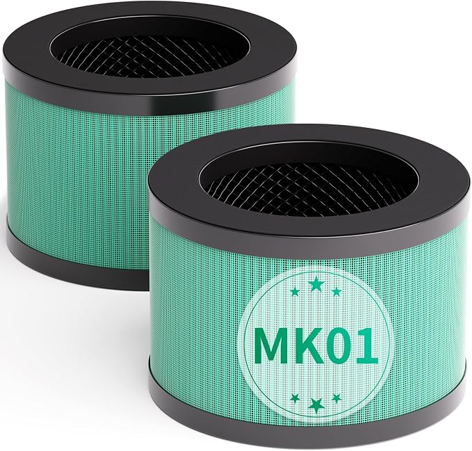 2 Pack MK01 MK06 True HEPA Replacement Filter Compatible with MK01 MK06 and Kloudi DH-JH01 Air Purifier, Pet Dander