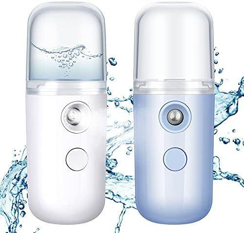 2 Pack Nano Facial Mister Spray Bottle Handheld Humidifier Portable Face Mister for Eyelash Extensions USB Rechargeable 1 oz
