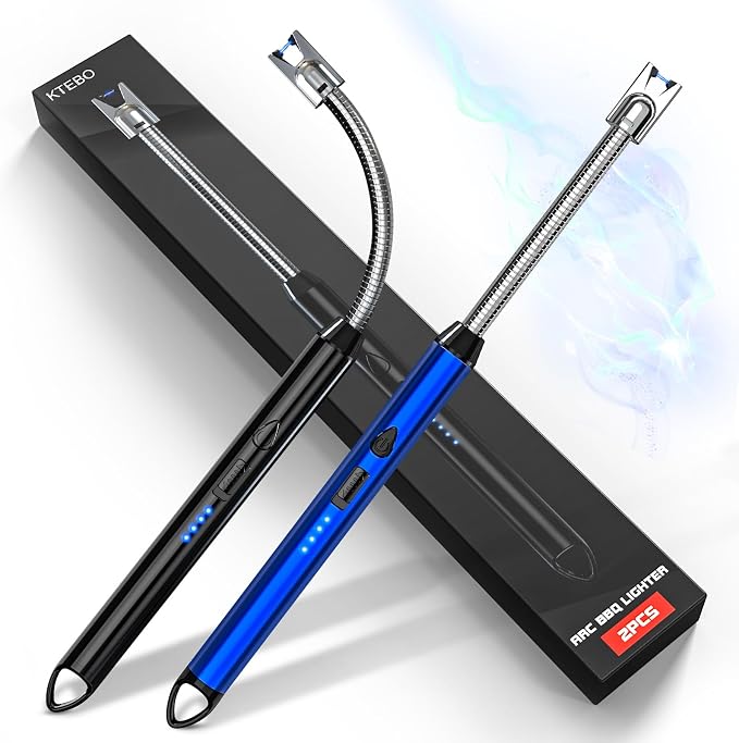 2 Pack Plasma Arc Electric Candle Lighters Rechargeable - USB Long Reach for Scented Candles, BBQ Grill & Camping