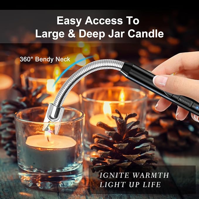 2 Pack Plasma Arc Electric Candle Lighters Rechargeable - USB Long Reach for Scented Candles, BBQ Grill & Camping