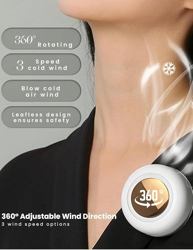 2 pack Portable Silent Mini Bladeless Electric Fan, Mini Whirlwind Fan for Waist Clip Fan, 3 Speeds Hands-Free Neck