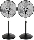 2-Pack Pro High-Velocity Oscillating Metal Stand Fan w/ 3-Speed Setting, 20" - Heavy-Duty Cooling Pedestal Unit
