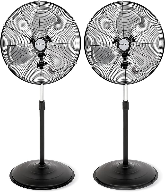 2-Pack Pro High-Velocity Oscillating Metal Stand Fan w/ 3-Speed Setting, 20" - Heavy-Duty Cooling Pedestal Unit