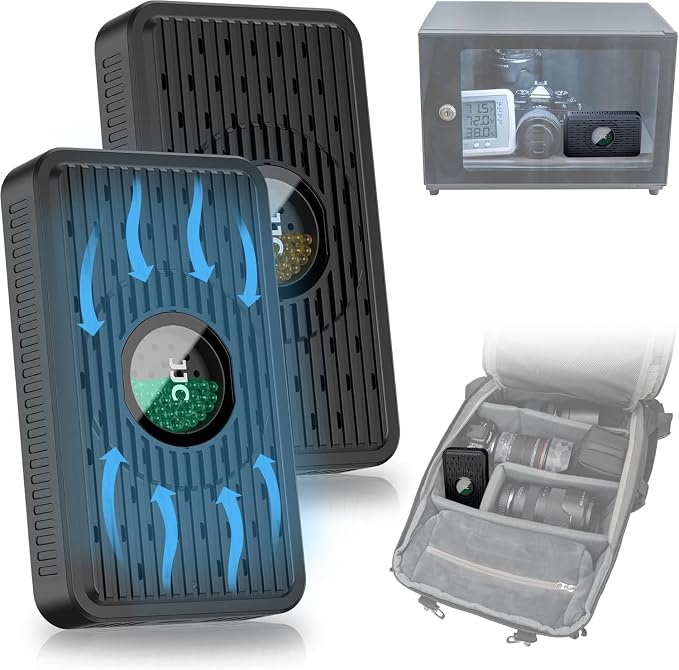 2 Pack Rechargeable Desiccant Dehumidifier for Storage with USB-C Cable,Reusable Portable Moisture Humidity Absorber Dryer