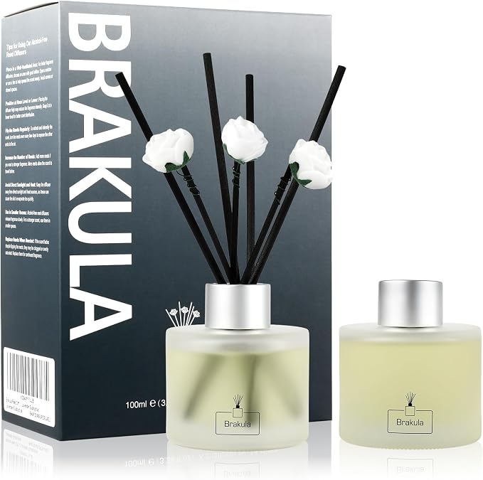 2 Pack Reed Diffuser Set, Bamboo White Tea Scented, Home Fragrance with 14 Sticks Bathroom Decor, product image