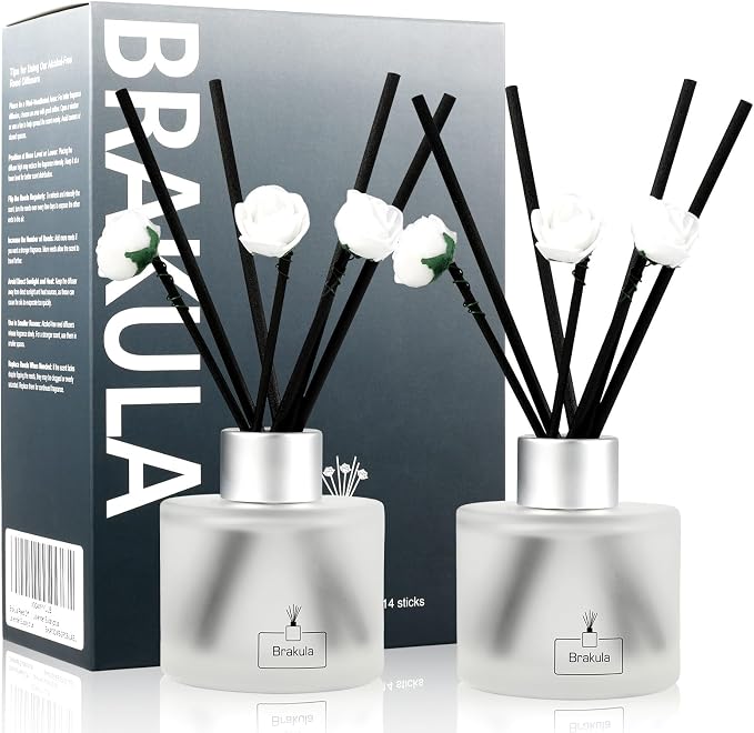 2 Pack Reed Diffuser Set, Black Forest Scented, Home Fragrance with 14 Sticks Bathroom Decor, product image