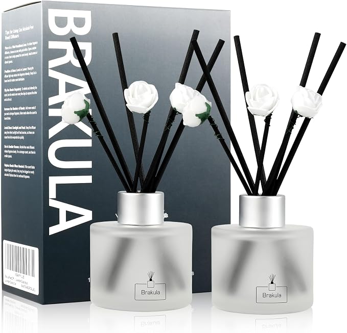 2 Pack Reed Diffuser Set, Moroccan Amber Scented, Home Fragrance with 14 Sticks Bathroom Decor, product image