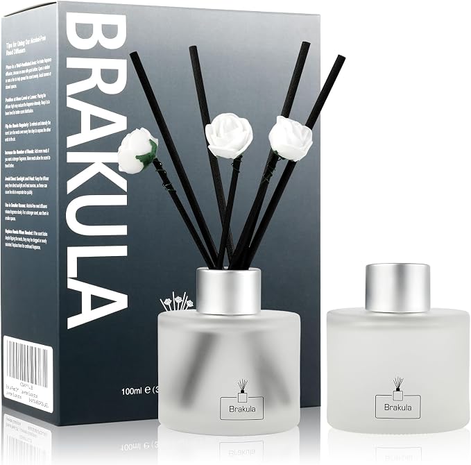 2 Pack Reed Diffuser Set, White Jasmine Scented, Home Fragrance with 14 Sticks Bathroom Decor, product image