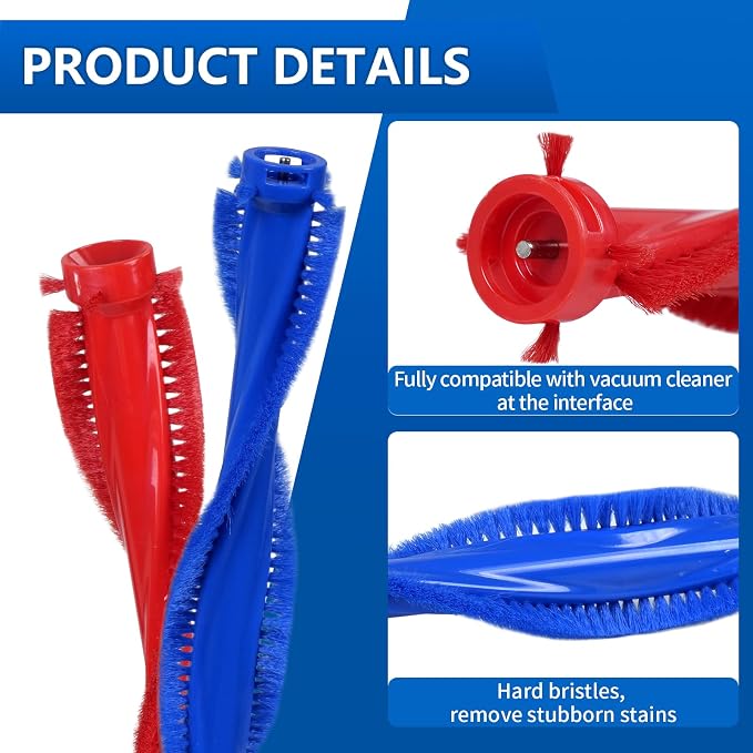 2 Pack Replacement Roller Brushes Compatible with Wash G1 Wet Cleaner,Front debris and Rear debris,2 Vacuum Attachment