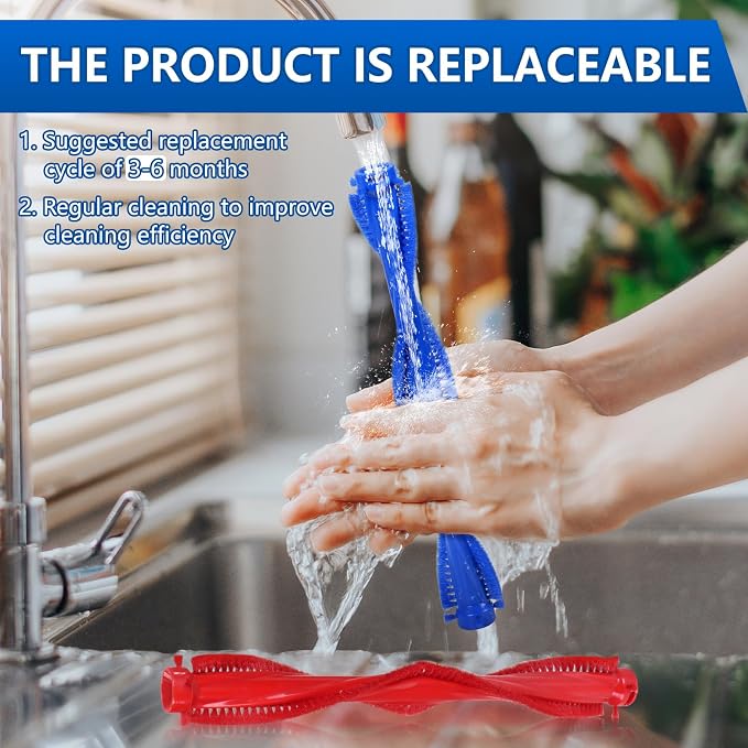 2 Pack Replacement Roller Brushes Compatible with Wash G1 Wet Cleaner,Front debris and Rear debris,2 Vacuum Attachment