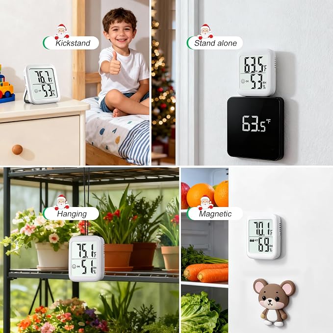 2 Pack Room Thermometer for Home, Indoor Hygrometer Humidity Meter Gauge, Digital Temperature and Humidity Sensor Monitor for