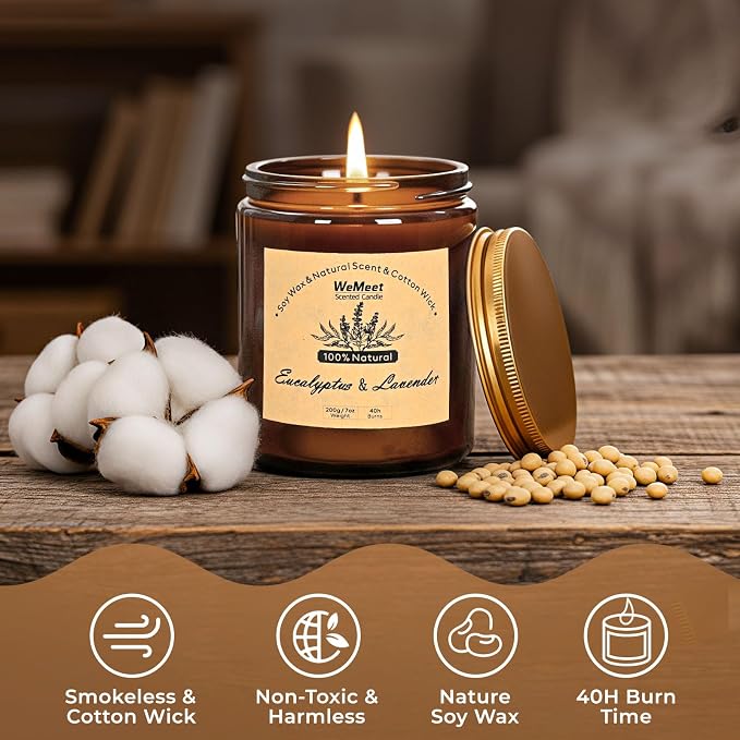 2 Pack Scented Candles Gift Set, Lavender Candles for Home Scented with Crystals 7oz, alternate product view 3